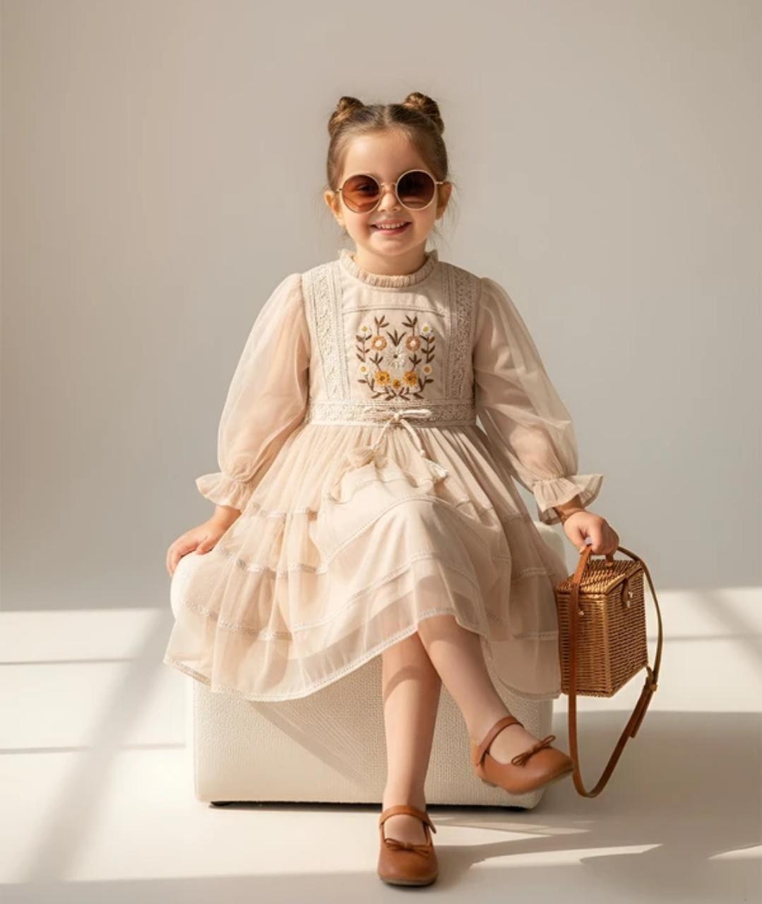 White and baige dress